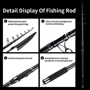 Canne à pêche télescopique LINNHUE en fibre de carbone haute puissance 2,1-5,4 m pour lancer longue distance avec moulinet spinning - Product Image 6