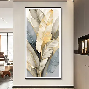 UV printed large leaf graphic leather texture decorative painting wall art mural