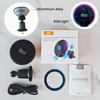 Cargador Inalámbrico Magnético para Auto Qi2 de 25W, Personalizado OEM, Soporte Magcooler de Aleación con LED RGB y Ventilador para Rejilla de Ventilación