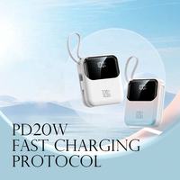 Banque d'alimentation mini USB haute capacité 22,5 W 10000 mAh 20000 mAh avec câble Chargeur rapide Portable Technologie GaN et charge sans fil