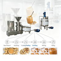 Ligne de production industrielle de beurre de cacahuètes, équipement de fabrication de pâte d'arachide en acier inoxydable pour usine alimentaire