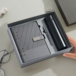 Coffret Cadeau d'Entreprise de Luxe en Cuir A5 avec Carnet de Notes, Boîtes Personnalisées avec Logo et Clé USB – Ensemble Cadeau d'Affaires de Luxe - Product Image 1