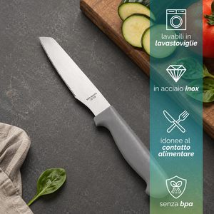 Set di coltelli da pizza in acciaio inossidabile, lama seghettata da 20 cm, manico in plastica nera, set di coltelli da bistecca per tagliare la pizza - Product Image 4