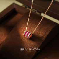 Collier pendentif baril en or rose pour femme TANGPEI, en alliage avec zircon cubique, bijoux de mode