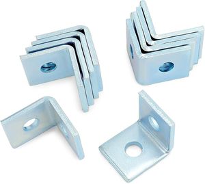 HENENG Lot de 20 connecteurs en L à 90 degrés pour profilés, équerres en acier à 2 trous pour profilés de 1-5/8 po, quincaillerie pour boulons de 1/2 po - Product Image 1