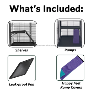 <span class=keywords><strong>Cage</strong></span> de luxe en métal pour petits animaux avec roulettes pour rats, furets, chinchillas et cochons d'Inde - Product Image 4