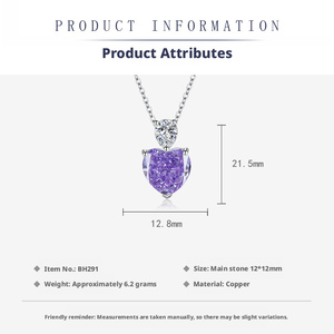 Top Selling Jewelry Women 2026 <b>Copper</b> 12*12mm Heart Cut Purple Cubic Zirconia <b>Necklace</b> Rings Earrings Jewellery Set - Product Image 4