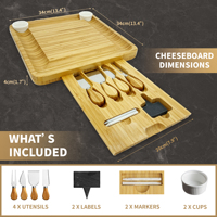 Venta al por mayor de tabla de queso de bambú y juego de cuchillos Unique Christmas Bamboo Charcuterie Platter para uso en cocina