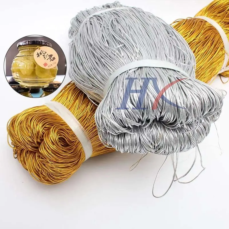 Custom Metallic Gold Silver Color Braided 1mm 1.5mm 2mm 2.5mm 3mm Elastic Cord Rubber Rope String for Decorative