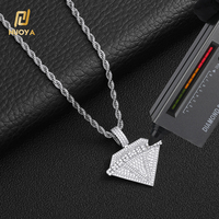 Pendentif NUOYA en argent sterling 925 avec moissanite en forme de diamant, micro-pavé, lettre chromée personnalisée, bijoux hip-hop pour hommes et femmes