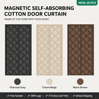 Cortina Magnética Térmica Aislante de Algodón para Puerta, Malla Antimosquitos e Insectos, Autoadhesiva, Sin Perforación, para Sala de Estar y Baño