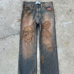 Özel Üretim Rip Flare Kot Pantolon Asit Yıkama Büyük Beden Eskitme Kot Pantolon Erkek Jean - Product Image 3