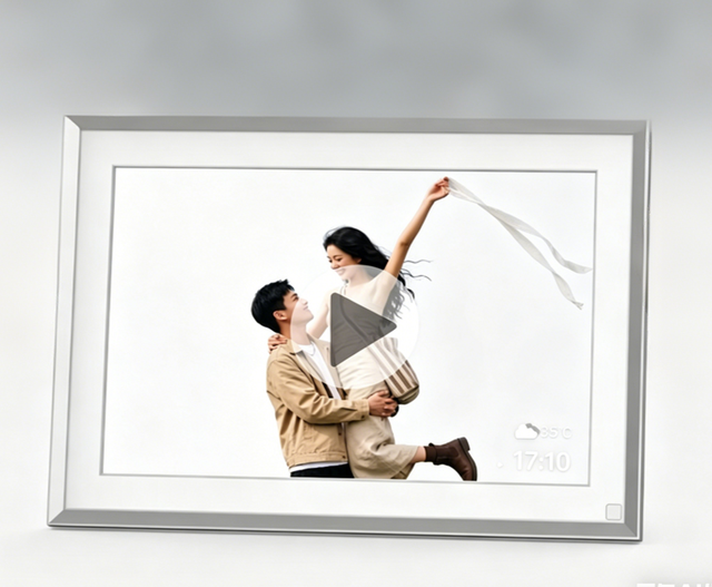 10.1Inch Solid Wood Wall-Mounted Touchscreen Picture Frame with Wi-Fi Video Playback MP3 Digital Frame Photo & Video
