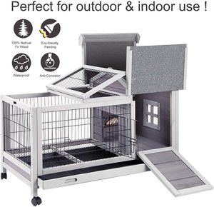 Deluxe büyük ahşap tavşan tavşan yetiştiriciliği kulübe tavuk kümesi w/açık çalışma hayvan kafesi - Product Image 6