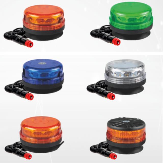 12-24VDC Universal Magnetic Amber Emergency Rotation Din Base Signal LED Strobe Beacon Light for Cars Trucks New Condition