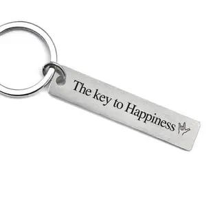 The key to happiness Christmas Gift Stainless Steel Keychain Accessories Engraved Logo Holiday New Fashion