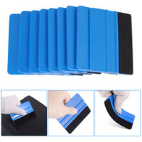 Raclette en plastique souple 10*7,3 cm, raclette en caoutchouc bleue avec bord en feutre, outils d'installation pour film teinté automobile et vinyle