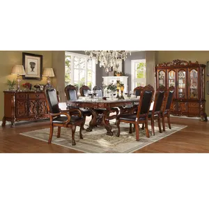 Royal dining table wood top hand make dining room furniture sets factory supply