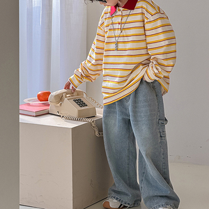 เสื้อโปโลเด็กผู้ชาย สไตล์เกาหลี ฤดูใบไม้ผลิ 2026 ใหม่ ปกเสื้อลายทาง ทรงหลวม สบายๆ เสื้อเด็ก - Product Image 1