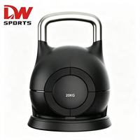 Kettlebell DW Sports en acier et plastique PP réglable 20 kg, logo personnalisé OEM, usage universel unisexe