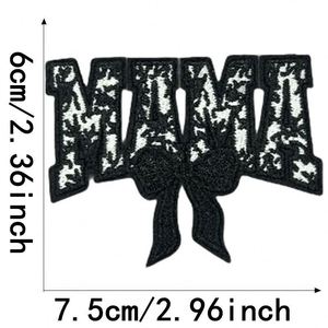 Nouvel arrivage : Patch thermocollant en chenille avec bord pailleté, motif nœud 'Mama', 'Mom', 'Auntie', 'Wifey', taille moyenne, pour la décoration de chapeaux, sacs et vêtements - Product Image 6