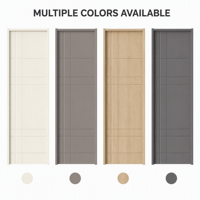 Porte intérieure contemporaine en PVC gris à panneaux rainurés avec motif géométrique, finition mate pour bureau moderne