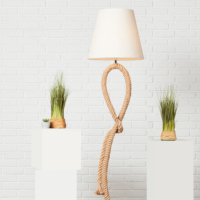 Lampadaire Industriel Moderne Vintage Chinois en Corde PE, Design Cubique, Haute Luminosité, avec Interrupteur, pour Hôtel, Chambre et Décoration Intérieure