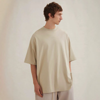 T-shirt décontracté streetwear d'été pour homme, à manches courtes, col rond, coupe ample, épaules tombantes, en coton épais