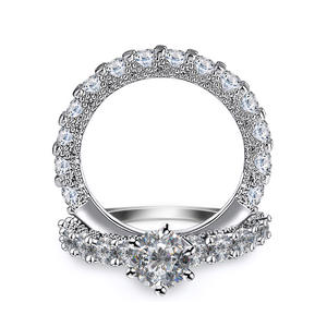 CAOSHI Meilleure Vente Bijoux de <span class=keywords><strong>Mariage</strong></span> et Fiançailles Ensemble de 2 Bagues en Laiton Plaqué Argent <span class=keywords><strong>Or</strong></span> pour Mariée avec Zircone Cubique 3A pour Femmes et Dames - Product Image 3