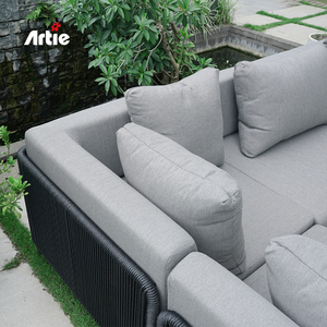 Muebles de terraza exterior, conjunto de sofá para salón, muebles de sala de estar, jardín, en forma de L Patio, sofá Seccional de ratán para exteriores - Product Image 3