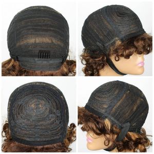 IMMI HAIR Cut parrucche corte per <span class=keywords><strong>capelli</strong></span> umani <span class=keywords><strong>ricci</strong></span> per donna nera parrucche Bob onda d'acqua profonda nessuna parrucca anteriore in pizzo con frangia 8 pollici - Product Image 5