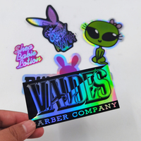 Pegatinas de vinilo troqueladas con logotipo holográfico personalizado al por mayor, etiquetas personalizadas para velas con impresión impermeable PET de la mejor calidad