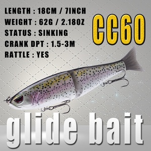 <span class=keywords><strong>Leurre</strong></span> de pêche bionique Pengle 18cm 62g en acier inoxydable à deux sections avec queue souple en forme de S pour la pêche à la truite en ruisseau et en mer - Product Image 2