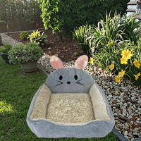 Meiweipet Grand lit gris antidérapant en peluche en forme de souris pour animaux de compagnie pour chats et chiens Design de canapé-lit mignon