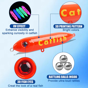 5 flotteurs sonores pour ligne de <span class=keywords><strong>pêche</strong></span>, type Spook Rattle Peg, pour la <span class=keywords><strong>pêche</strong></span> <span class=keywords><strong>au</strong></span> poisson-chat en montage Santee et en <span class=keywords><strong>pêche</strong></span> de bord, 4 - 5,5 pouces - Product Image 2