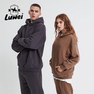 Sudadera con Capucha Personalizada de Algodón Grueso, Estilo Francés, para Hombre, Hombros Caídos, Talla Grande, Cuello con Capucha, Lavado Alto, Otoño - Product Image 1