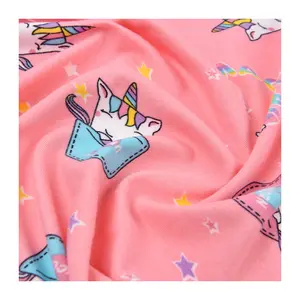 Motifs de dessins animés d'animaux mignons biologiques imprimés personnalisés ly cra 97% coton 3% spandex tricoté 280gsm