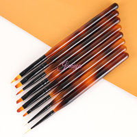 Ensemble de pinceaux à ongles en nylon à manche à motif écaille de tortue, pour gel UV, liner et nail art français, prix usine