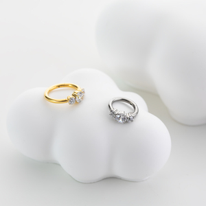 Luxuriöse 18K Vergoldete Titan-Schmuckstücke Zirkon-Creolen Daith-Knorpel-Piercing für Frauen - Product Image 1