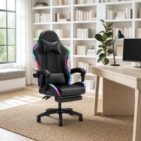 Chaise de jeu économique au design moderne pour salle de jeux, confortable, en cuir, pour jeux de course avec éclairage RGB