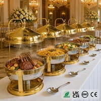 Set Perlengkapan Buffet Chafing Dish Mewah Emas 9L untuk Restoran Hotel, Sajian Katering, Pernikahan di Taman, Vila, dan Resort