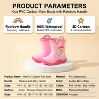 Bottes de pluie pour enfants en PVC avec logo personnalisé, antidérapantes, arc-en-ciel, avec poignée de transport, bottes de pluie pour enfants, bottes Wellington pour tout-petits