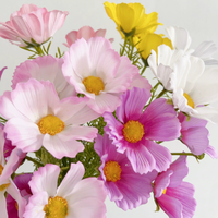 Vente en gros de fleurs de chrysanthème marguerite artificielle à 3 têtes Cosmos Bipinnatus faites à la main décoration de mariage pour l'obtention du diplôme