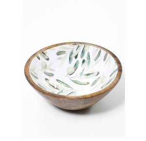 Unique White <b>Enamel</b> Printed Acacia Wood Serving <b>Bowl</b> Wholesale Exporter New Design Printed Wooden Serving <b>Bowl</b> Supplier - Product Image 1