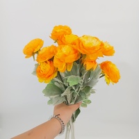 Branche de pivoine artificielle en soie de 50 cm à 3 têtes, feuilles floquées douces et réalistes, tige florale faite à la main pour la décoration de mariage et de la maison
