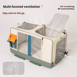 Vente en gros de bagages pour animaux de compagnie avec roues, sac à dos portable d'extérieur, grande capacité, poussette multi chat de grande taille, cage montée sur voiture pour chien - Product Image 2