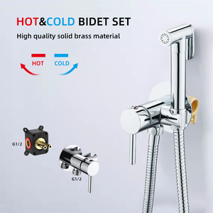 Ensemble de pulvérisateur de bidet chaud et froid de haute qualité <span class=keywords><strong>Kit</strong></span> de douche de toilette de salle de bain avec mitigeur et tuyau en laiton massif - Product Image 4