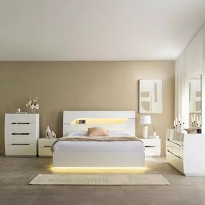 Commode moderne en bois blanc brillant, armoire de rangement gain de place pour chambre ou cuisine, idéale pour usage hôtelier - Product Image 5