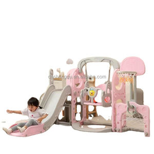 Ensemble de jeu multifonctionnel pour enfants avec toboggan, balançoire, équipement de sport, panier de basket-ball et filet de football pour les activités des tout-petits à la maison - Product Image 6