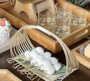 Wedding &amp; Party Supplies Bamboo <strong>Food</strong> Display Buffet Snack <strong>Stand</strong> &amp; Skewer Holder for Cocktail Parties Catering Events - Product Image 5